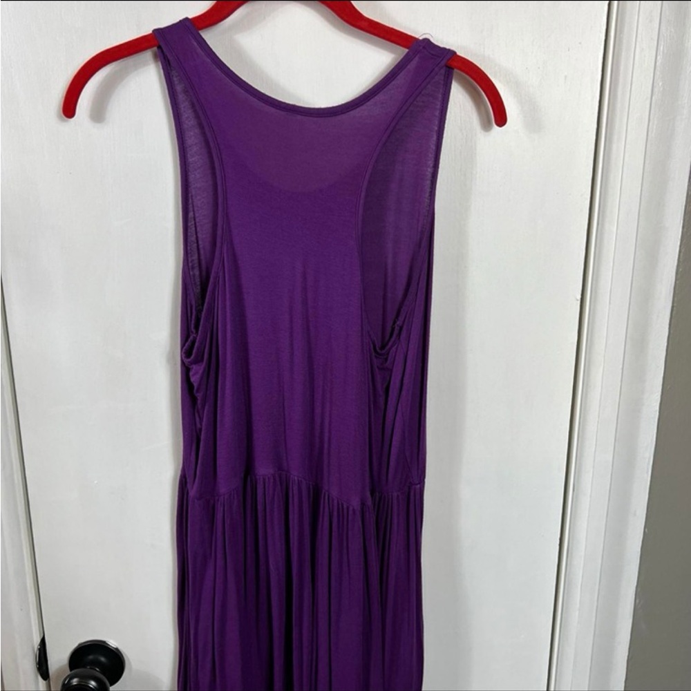 Plum Purple Sleeveless Maxi Dress with Pockets | A-Line Flowy Fit | Size Large - Picture 8 of 8